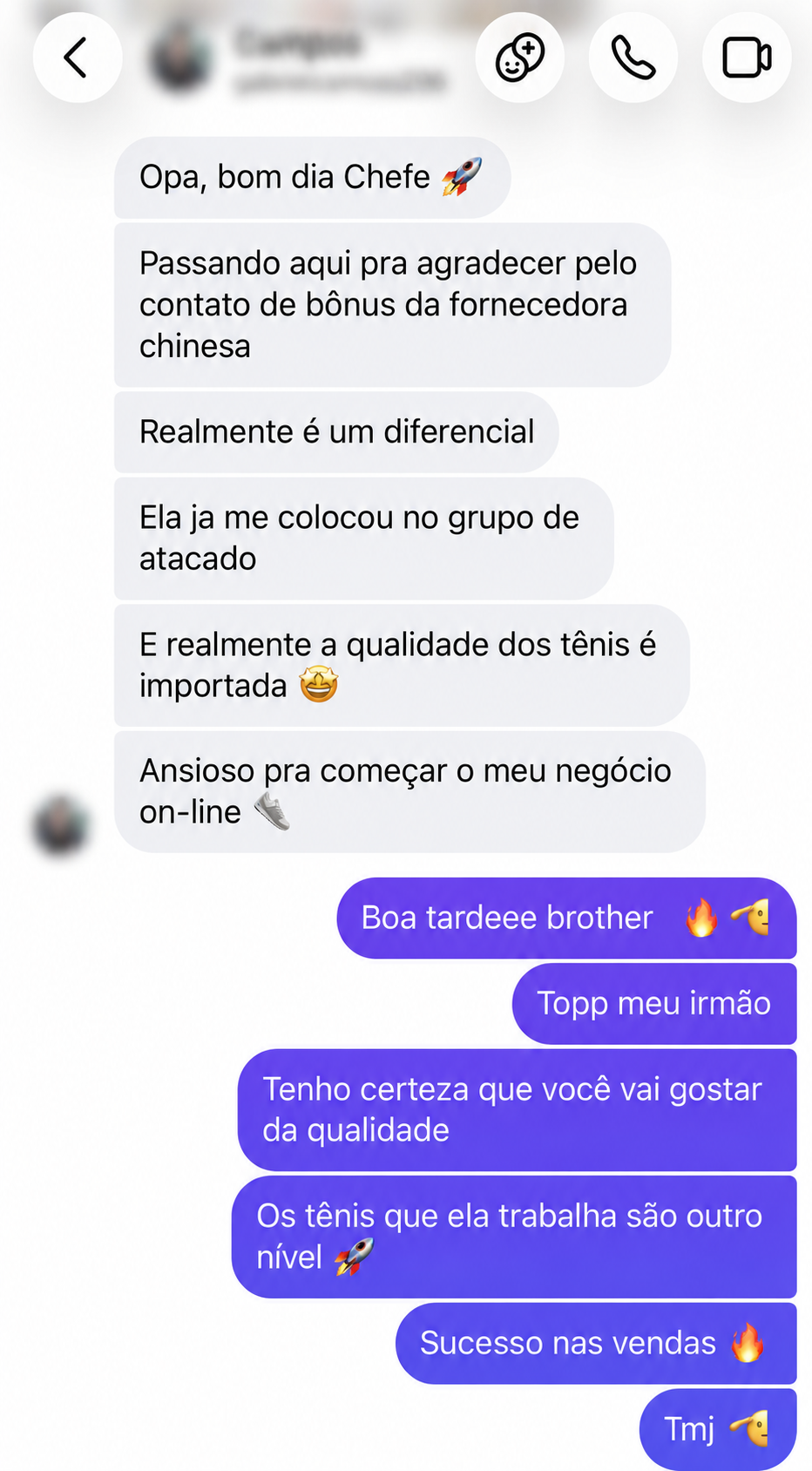Print de conversa com mais um cliente da Lista Essencial, com os dados pessoais protegidos.